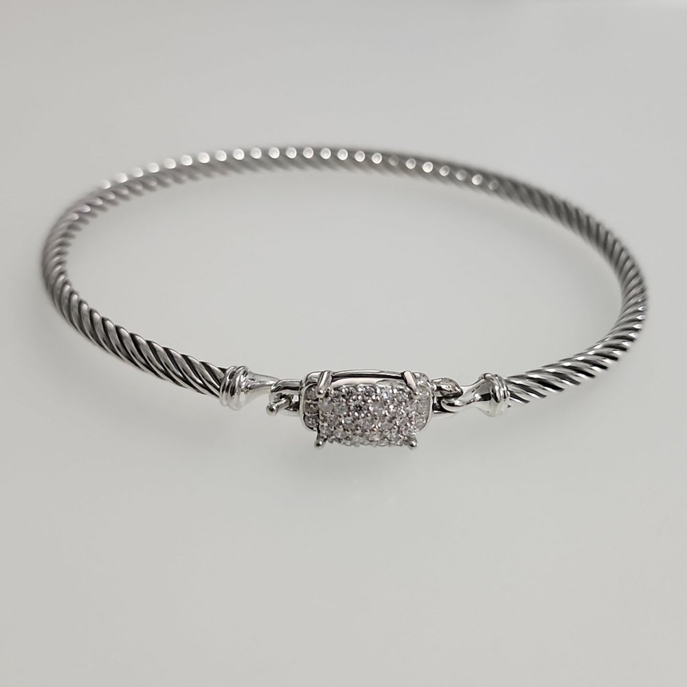David Yurman Silver Wheaton bracelet with Diamonds